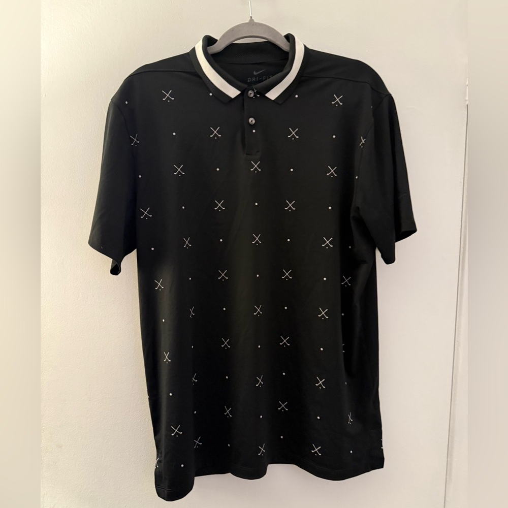 Nike Men's Black Golf Polo with White Accents